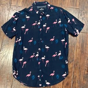 HOLLISTER FuN Flamingo Button Down ~Size XS ~Very Soft Viscose